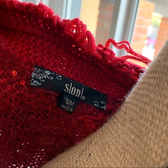 French Rouge style Red sequin sweater cardigan - Picture 5 of 10